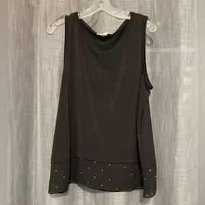 Michael Kors Black Tank Top with Embellished Hem